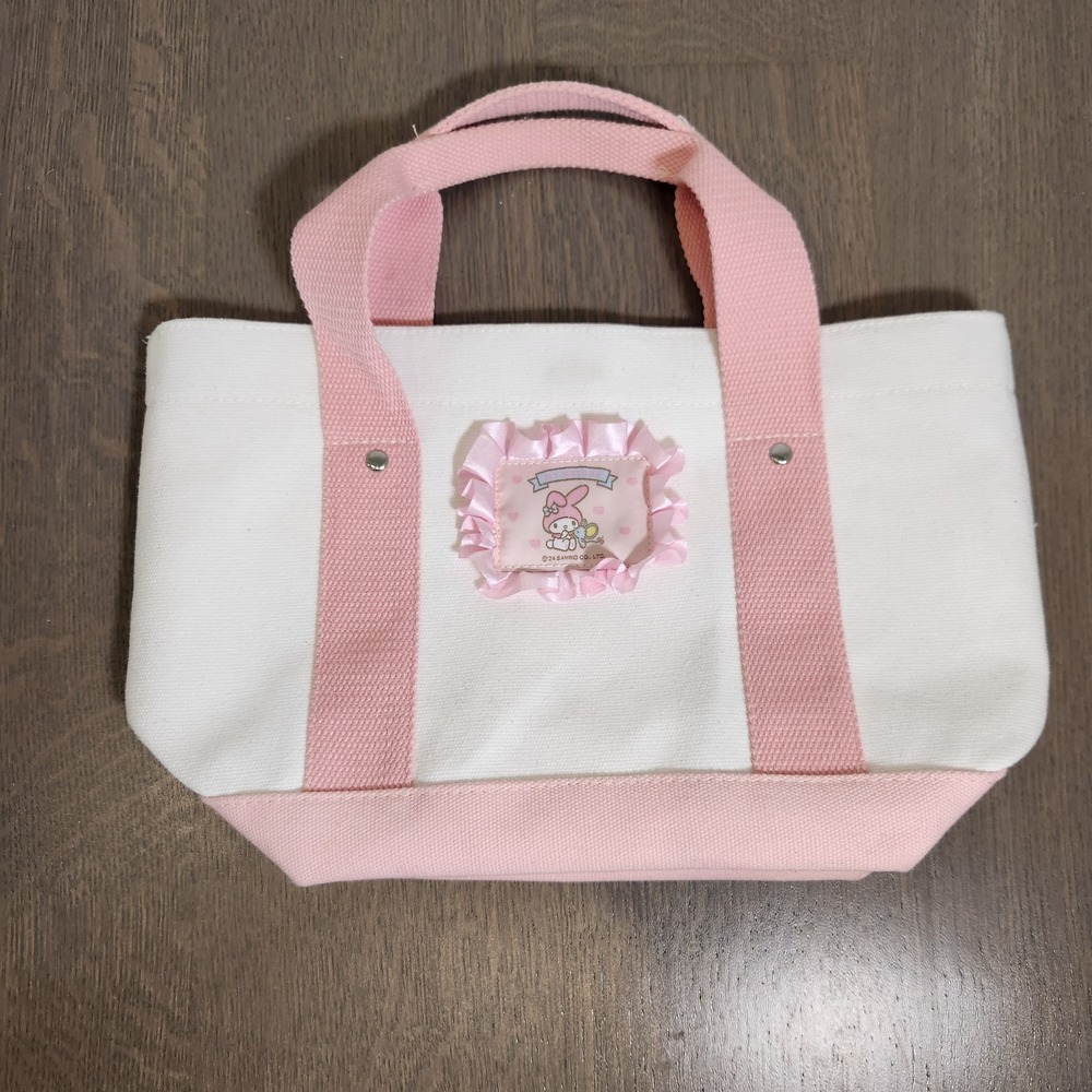 Sanrio x Miniso My Melody Pink White Canvas Tote Bag Small Handbag Cute Graphic